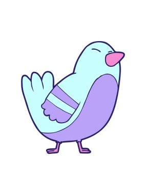 çizgi film neon rengi kuşun basınçlı animasyonu