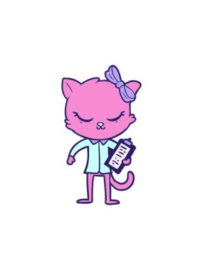 Dikkat çekici çizgi film kahramanı, yaylı bir iş kedisi.