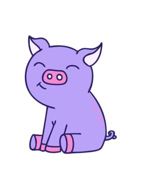 El hareketlerinin titreşimli animasyonu çizilmiş tuhaf çizgi film domuzu.