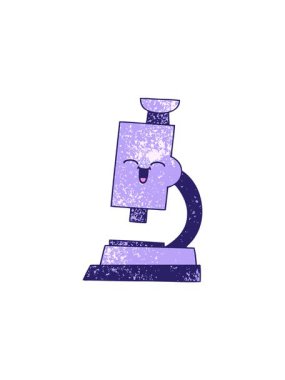 Bir mikroskobun retro grunge doku çizgi filminin satış animasyonu