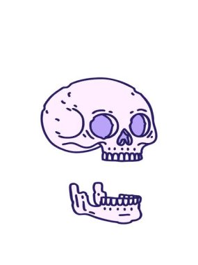 Dövmenin hareketli animasyonu geleneksel kafatası çizimi tarzında