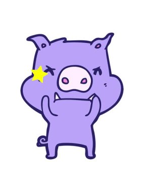 Parıldayan yıldızlar kızgın çizgi film domuzlarının animasyonunu etkiler.