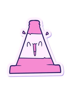 Çizgi film trafik konisinin hareketli yapıştırmasını salla