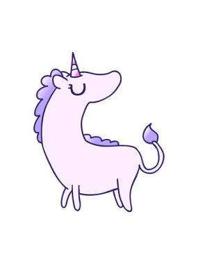 Şirin kawaii unicorn çiziminin gradyan çizgi filminin pixelize etkisi