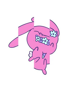 Kawaii sevimli tüylü tavşanın bölünen hareketli animasyonu