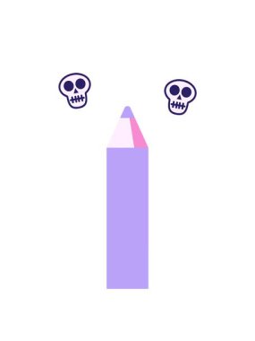 mor renkli kalem grafik vektör illüstrasyon simgesinin dönen kafatası animasyonu