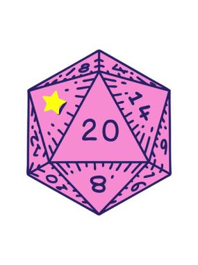 Parlayan yıldızlar Retro Tattoo Stili 'nin animasyonunu etkiler. Doğal 20 D20 zar atışıdır.