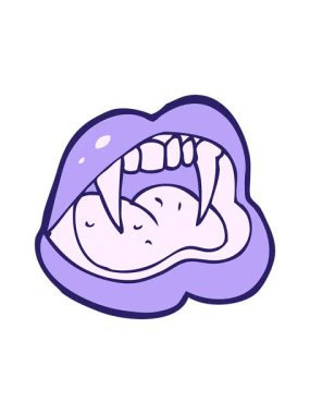 Parlak ışık efekti çizgi film vampirlerinin dudaklarının animasyonu