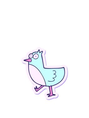 Çizgi film kuşunun çıkartmasını uzatıyorum.