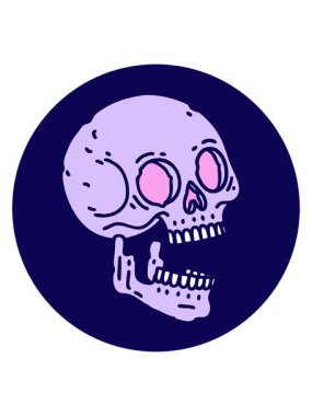 Bir kafatasının ikonik dövme tarzının neon ışık efekti animasyonu