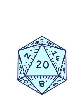 Retro Dövme Biçimi D20 zar atımının canlandırılması