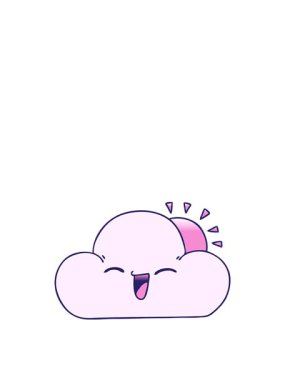 Değişken gölgeli çizgi film güneşi ve mutlu bulutun zıplama hareketi.