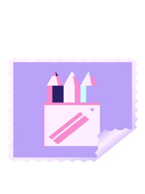 renkli kalem paketinin hareketli animasyonu grafik kare çıkartma damgası