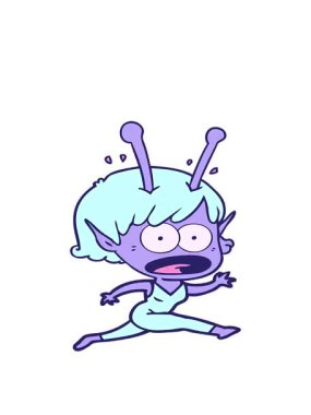 Karikatür şok edici uzaylı kızın hareketli animasyonu