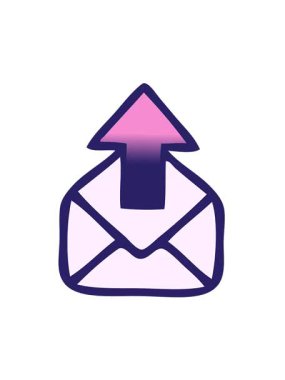 Bir e-posta işaretinin gradyan gölgelendirilmiş çizgi filminin titreşimli hareketi