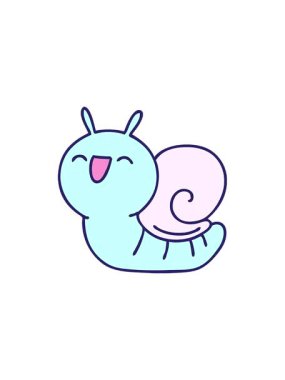 Sevimli bir salyangoz çizgi filminin radyoaktif parlak animasyonu