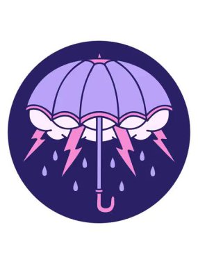 Bir şemsiyenin çizgi film dövme stili görüntüsünün canlandırma efekti