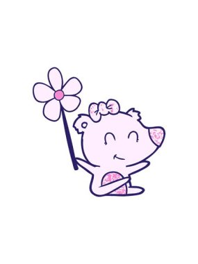 Çiçekli dişi kutup ayısı çizgi filminin dikkat çekici animasyonu