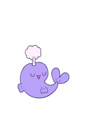 Çizgi film animasyonunu genişletiyorum. Bir balinanın sevimli çizimi.