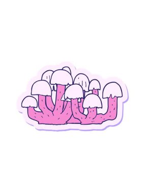 karikatür mantar çıkartmasının animasyonunu durdurup duraklat