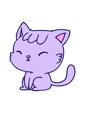 Şirin kawaii kedisinin çizgi film tasarımının neon ışık efektleri