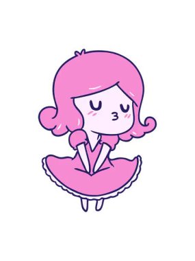 Şirin Kawaii kızının el yazısıyla çizilmiş tasarımı canlandırma efekti