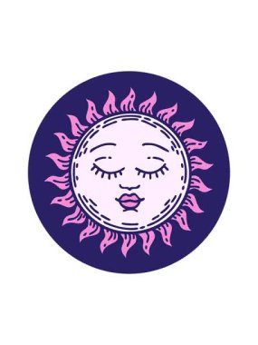 Dikkat çekici geleneksel bir güneş çizimi.