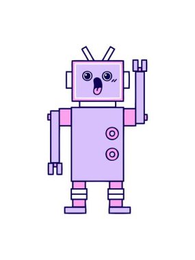 Bir robot tasarımının neon ışık efekti animasyonu