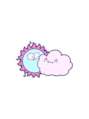 Yıldız patlaması etkisi çizgi film bulutu ve güneşin animasyonu