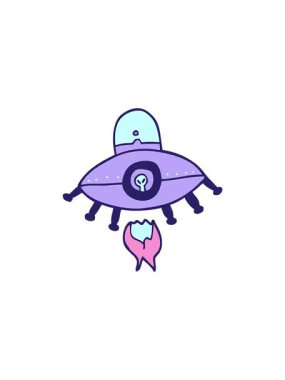 Çizgi film karalama uzay gemisinin gösterişli satış animasyonu