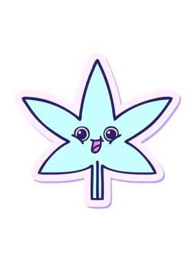 Tatlı bir marihuana yaprağının titreyen hareketli çıkartması.