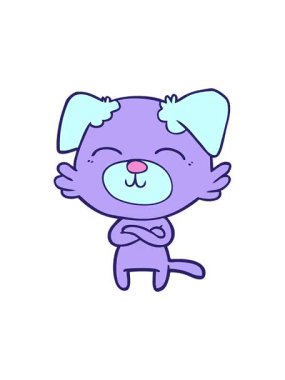 Çizgi film köpeğinin kol kola girmesi hareketli animasyonu