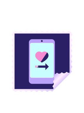 Cep telefonu grafik kare etiket damgasında flört uygulamasının yanıp sönen radyal çizgileri animasyonu