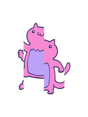 Eski bir çizgi film kedisinin bölünmüş hareket animasyonu