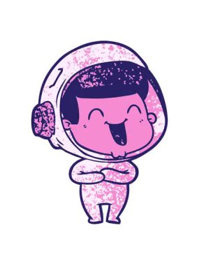 Elle çizilmiş çizgi film astronotunun efekt canlandırması