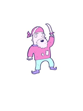 Kalk ve karikatür karikatür korsanının animasyonunu uçur