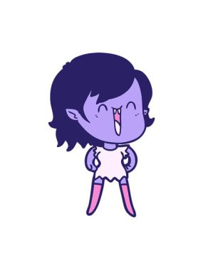 Mutlu bir vampir kızın karalamalarının ışık efekti.