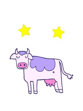 dönen yıldızlar çizgi film inek tasarımının animasyonu