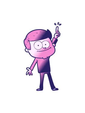 Çizgi filmdeki gülümseyen adamın animasyonunu görüntüle