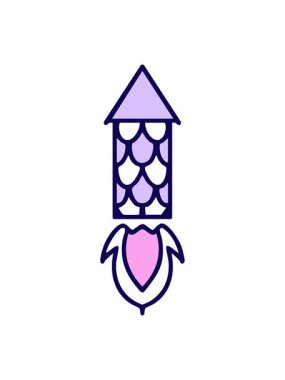 Geleneksel karnaval havai fişek roketinin neon ışık efektleri