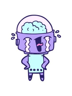 karikatür ağlayan robotun animasyonunu renklendir