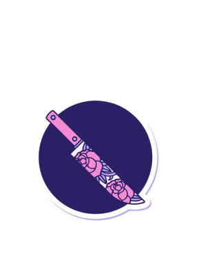 Çiçek bıçağı geleneksel dövme tasarımının zıplama hareketi animasyonu