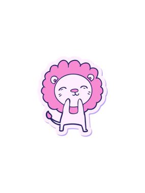 Çizgi film aslanının çıkartmasının satış animasyonu