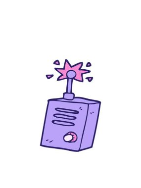 el çizimi çizgi film telsizinin hareketli animasyonu