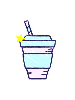 Parlayan yıldızlar buzlu kahve tebeşiri çiziminin animasyonunu etkiler