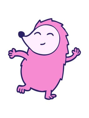 Çizgi filmin hareketli animasyonu. Mutlu kirpi.