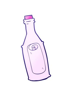 Şişedeki çizgi film mesajının hareketli animasyonu