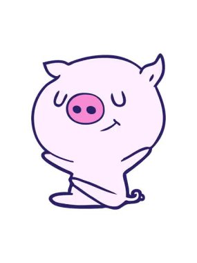 Gülümseyen çizgi film domuzunun animasyonunu renklendir