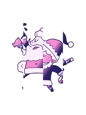 Sıcak kakao çizgi filmiyle Noel Baba 'nın bölünmüş hareketi.