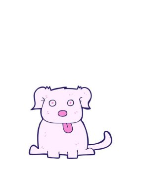 Parlak renkli çizgi film köpeğinin canlanması ve süzülmesi